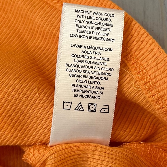 Vince Camuto Womens Puff Short Sleeve Fitted Top Ribbed Cotton NWT XS Orange - Picture 8 of 11